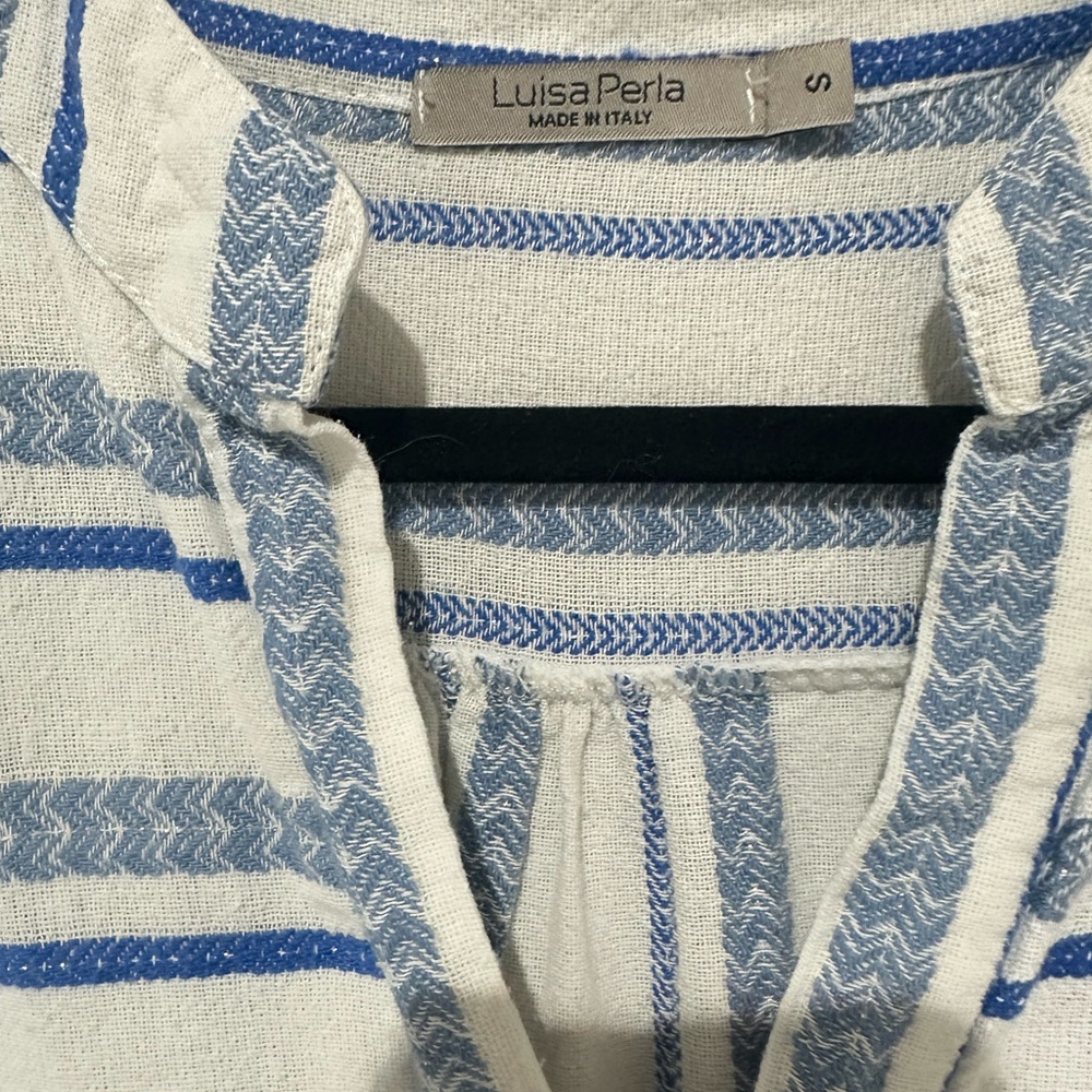 Luisa Perla Made in Italy Blue & White Striped Boho Tunic Dress – Size S - Picture 2 of 4